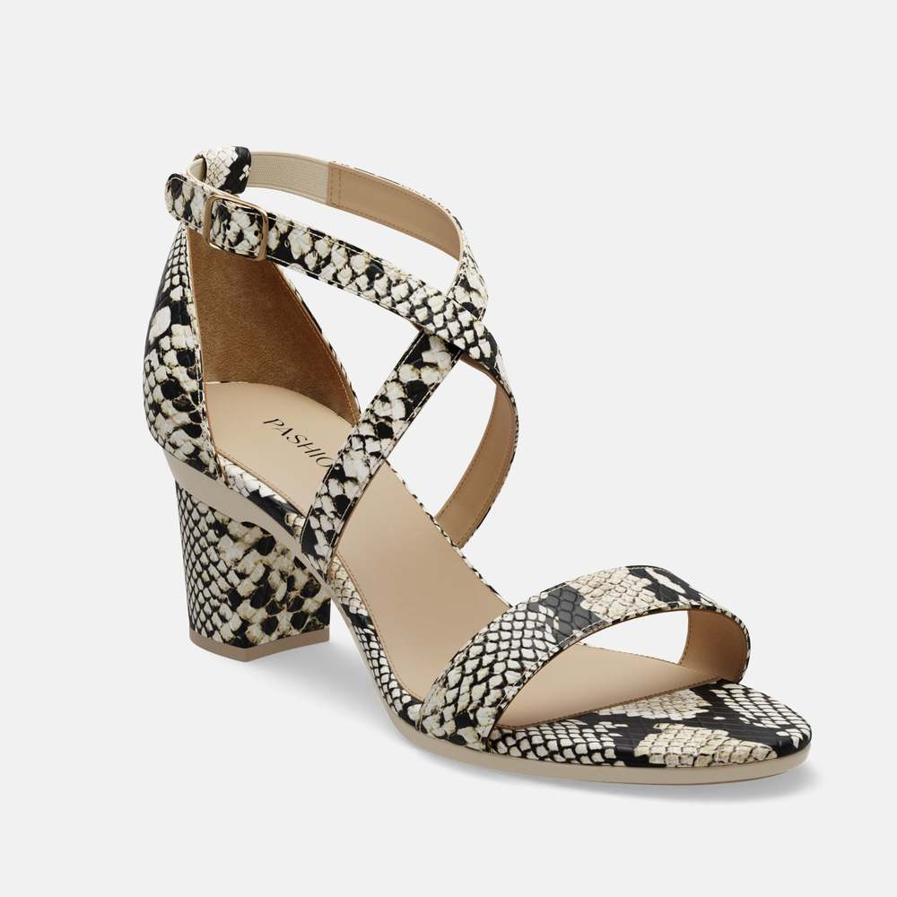 CONVERTIBLE HEEL - Pashion 1.0 The Sandal - Neutral Snake 3 Inch Block
